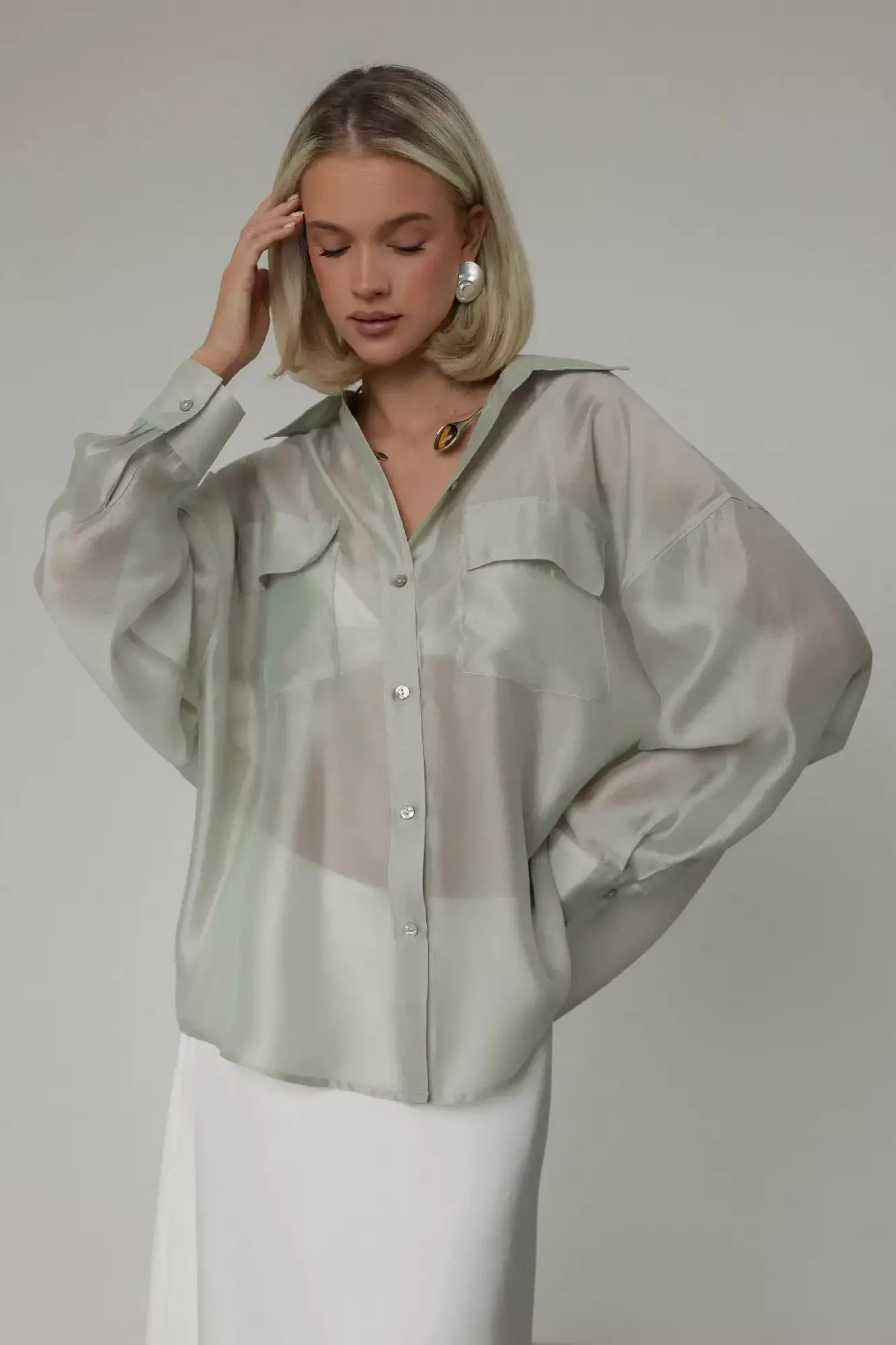Рубашка (M (44RU), эвкалиптовый). Избражение № 1