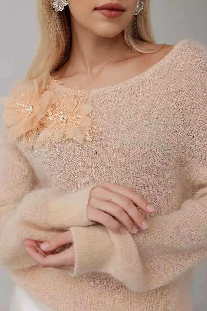 Свитер (onesize (42-46RU), персиковый). Изображение № 4