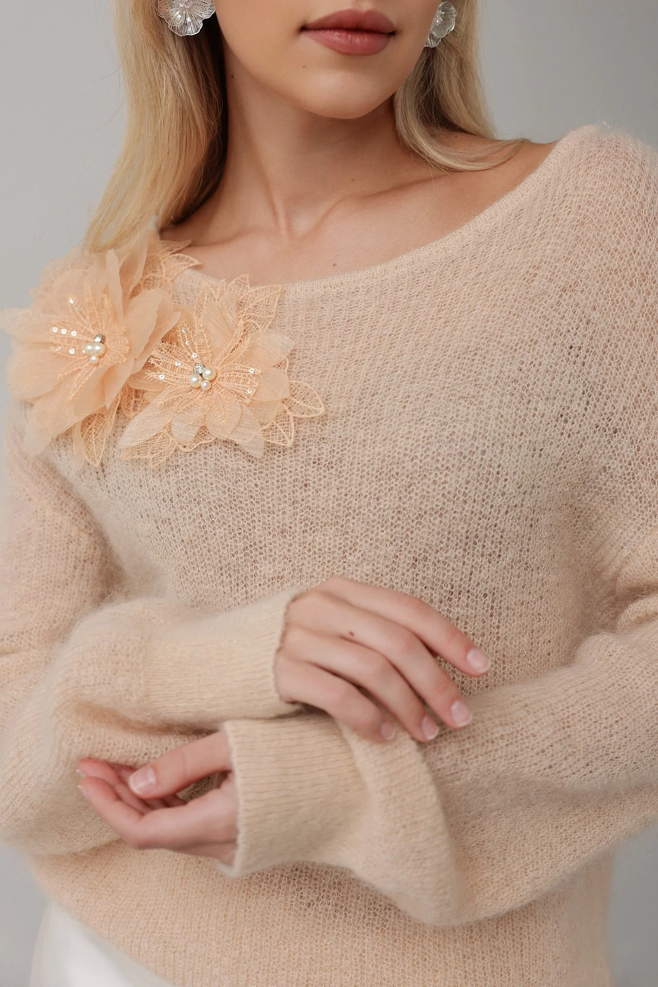 Свитер (onesize (42-46RU), персиковый). Избражение № 4