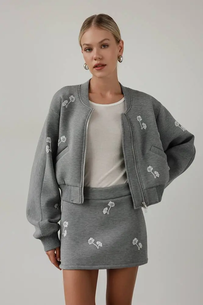 Костюм: бомбер и юбка (L (46RU), серый). Изображение № 2