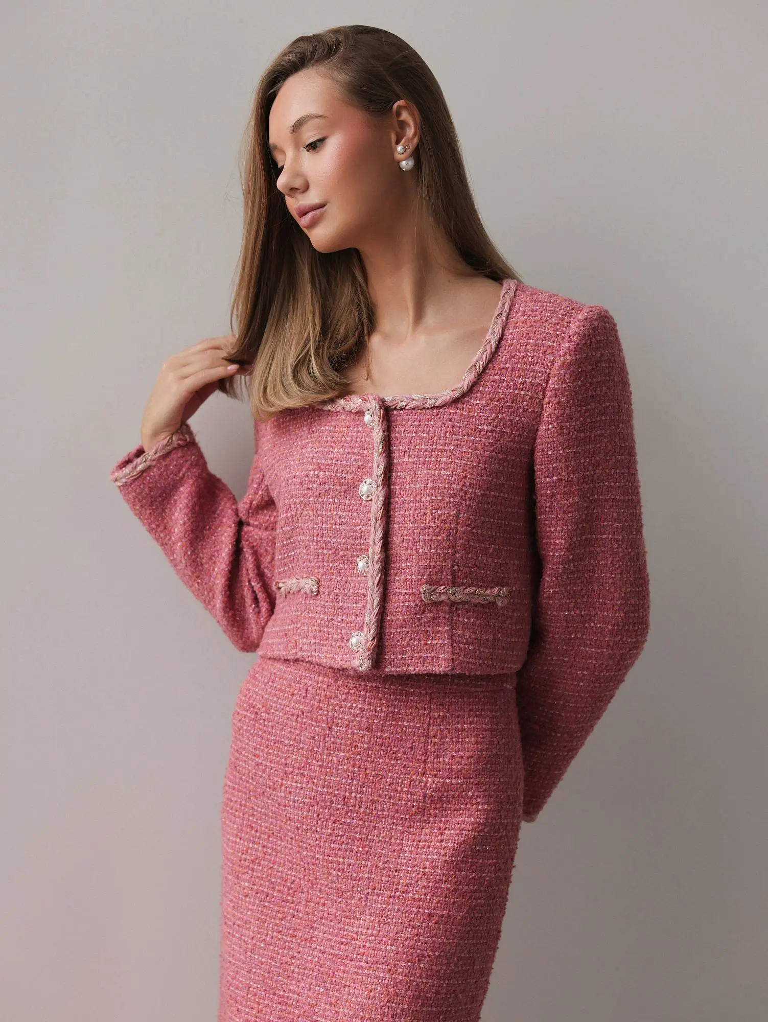 Костюм: юбка и жакет (L (46RU), розовый). Избражение № 2