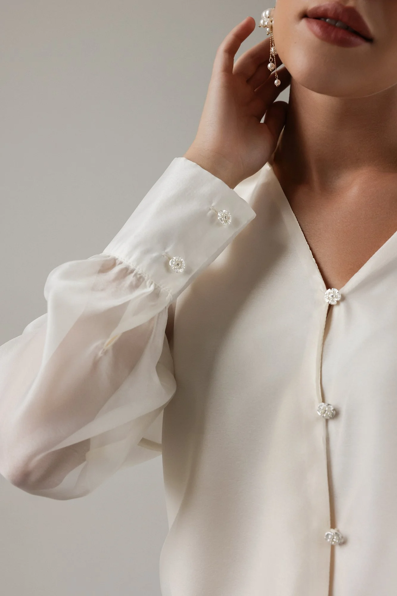 Костюм: блуза и юбка (L (46RU), сливочный). Избражение № 3