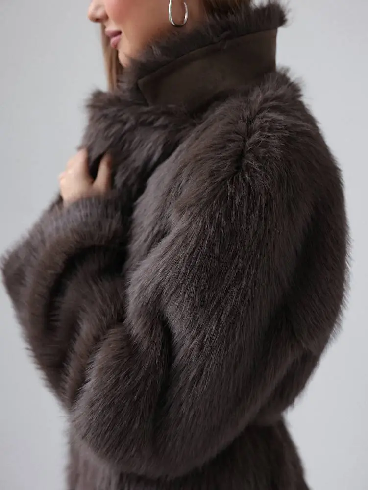 Шуба (M (44RU), серо-коричневый). Изображение № 6