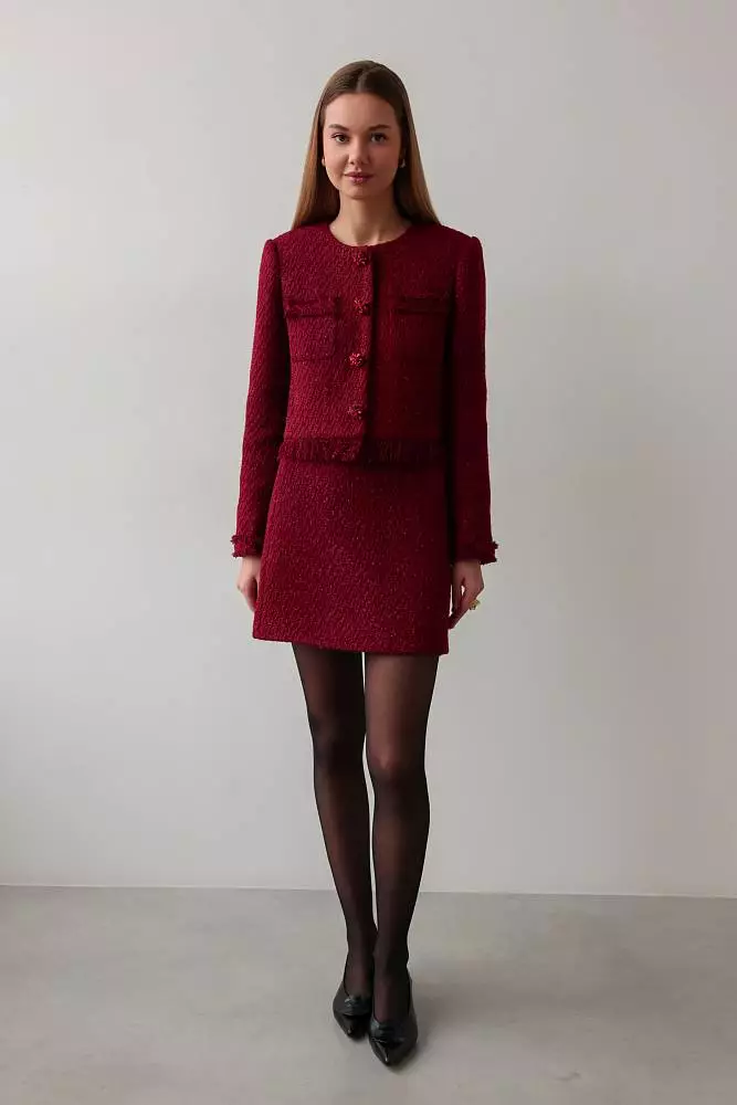 Костюм: жакет и юбка (M (44RU), бордовый). Изображение № 1