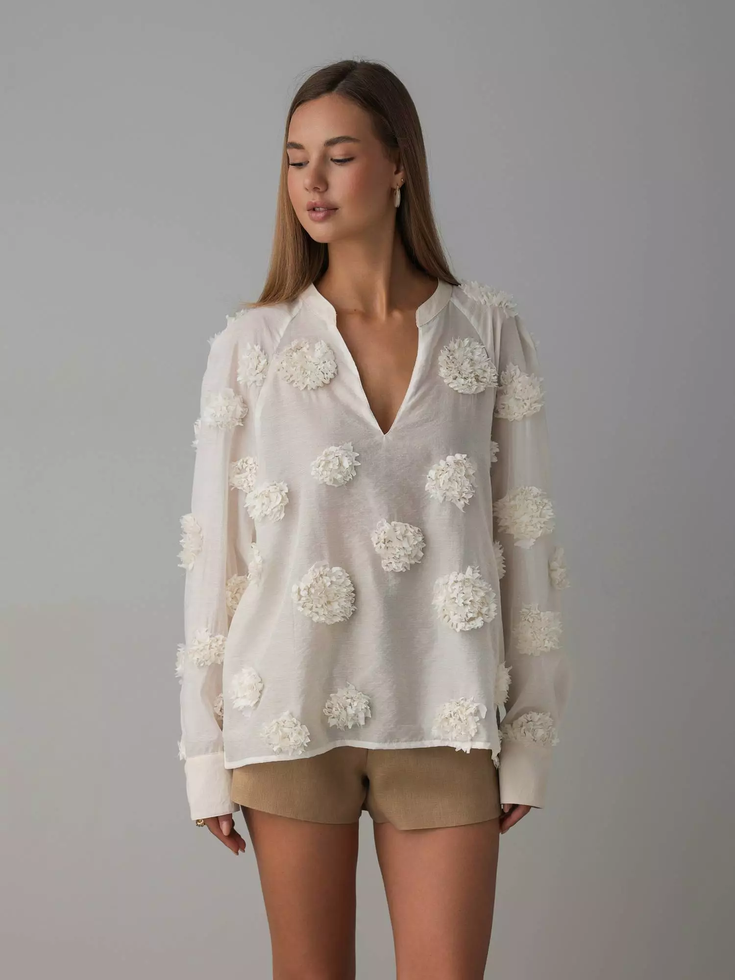 Блузка (onesize (42-46RU), светло-бежевый). Избражение № 1