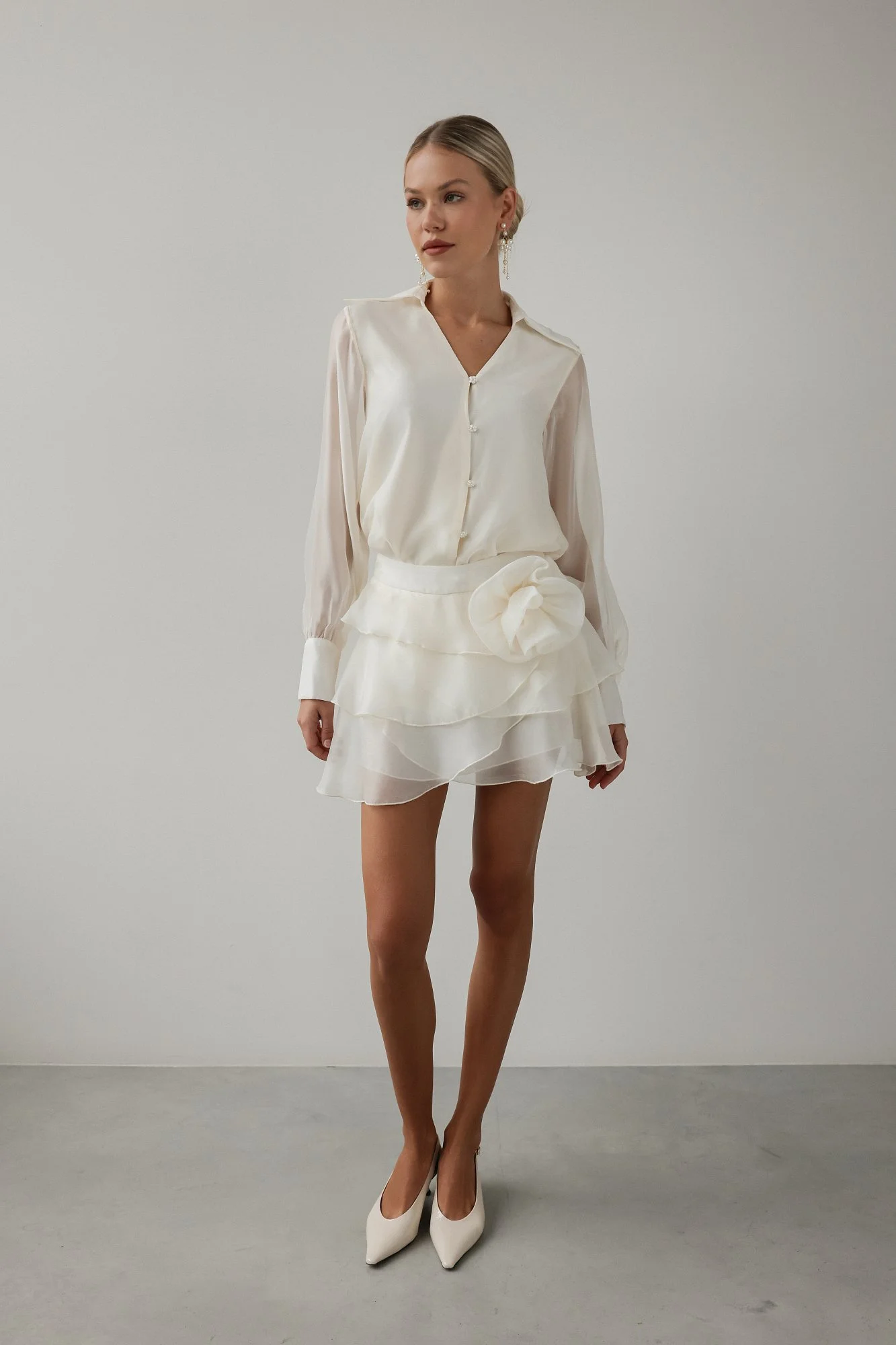 Костюм: блуза и юбка (L (46RU), сливочный). Избражение № 1