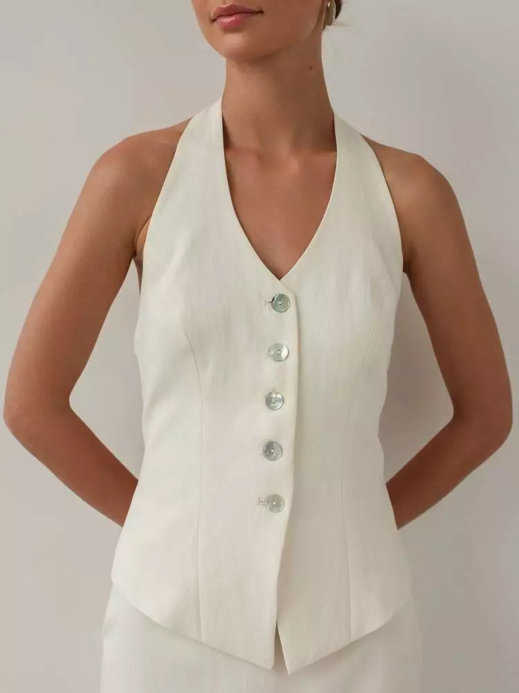 Костюм: жилет и юбка (S (42RU), светло-бежевый). Изображение № 3