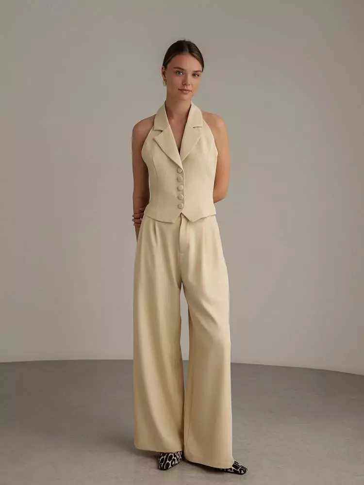 Костюм: брюки и жилет с балеро (L (46RU), светло-песочный). Изображение № 4