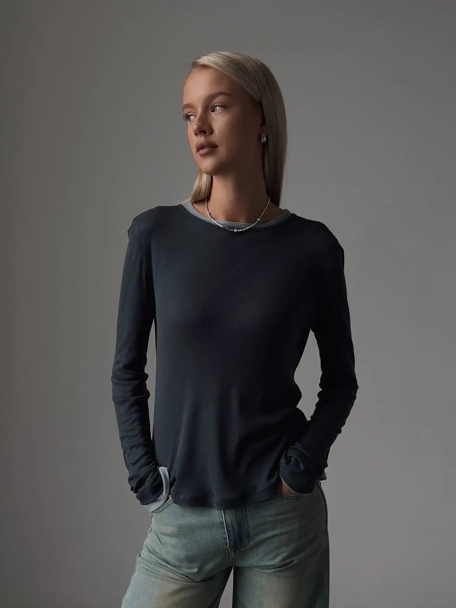 лонгслив (серо-синий). Избражение № 1