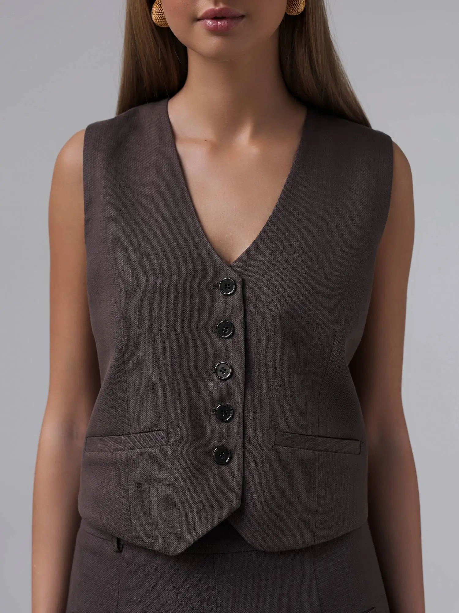 Жилет (L (46RU), коричневый). Избражение № 1