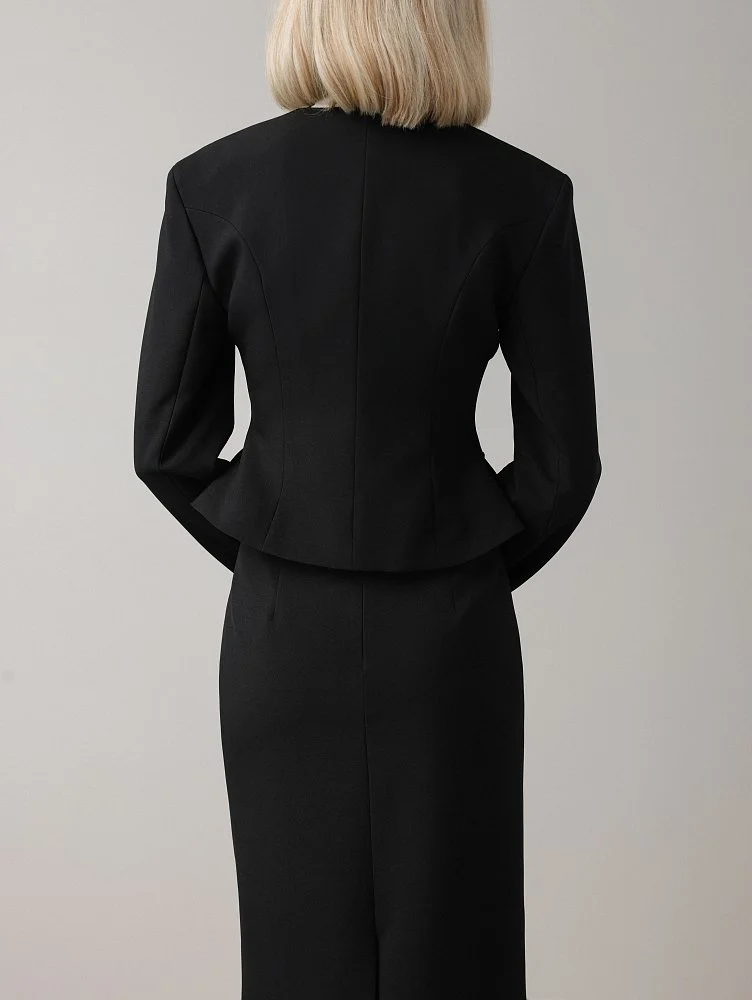 Костюм: юбка и жакет (S (42RU), чёрный). Изображение № 5