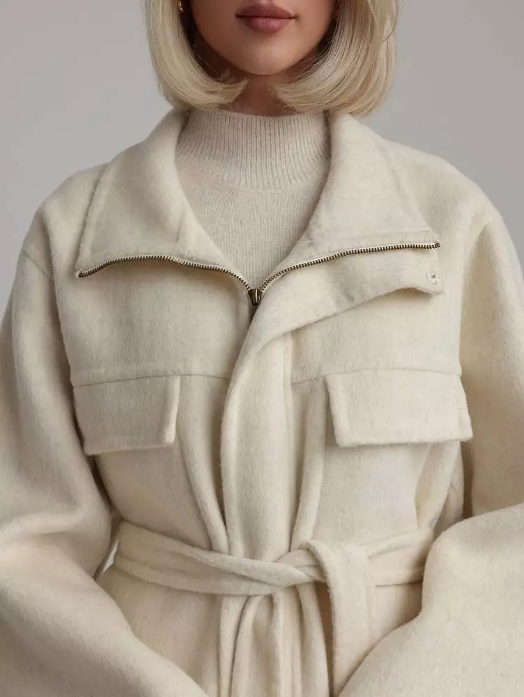 Пальто (S (42), светло-бежевый). Изображение № 3