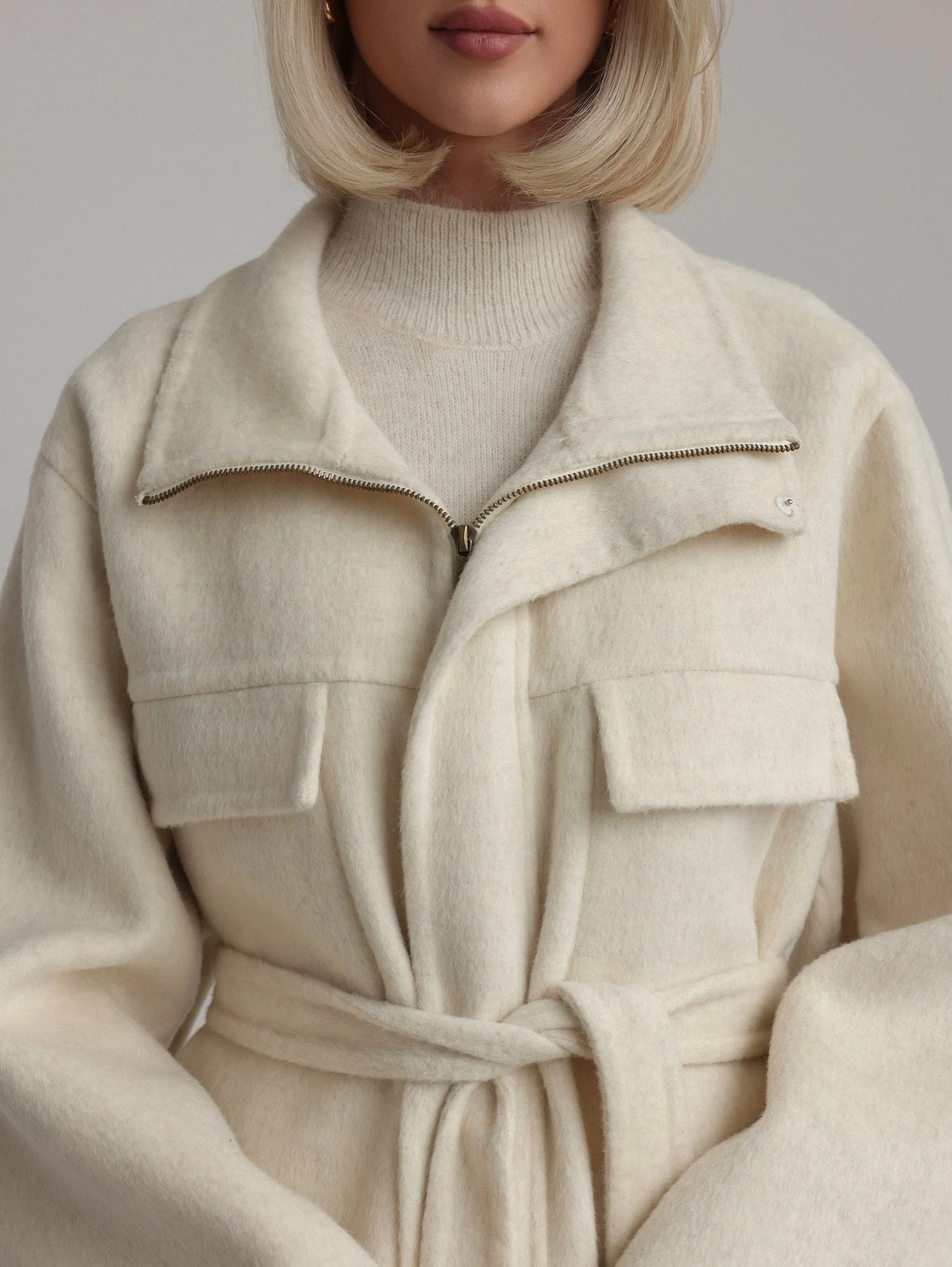 Пальто (S (42), светло-бежевый). Избражение № 3