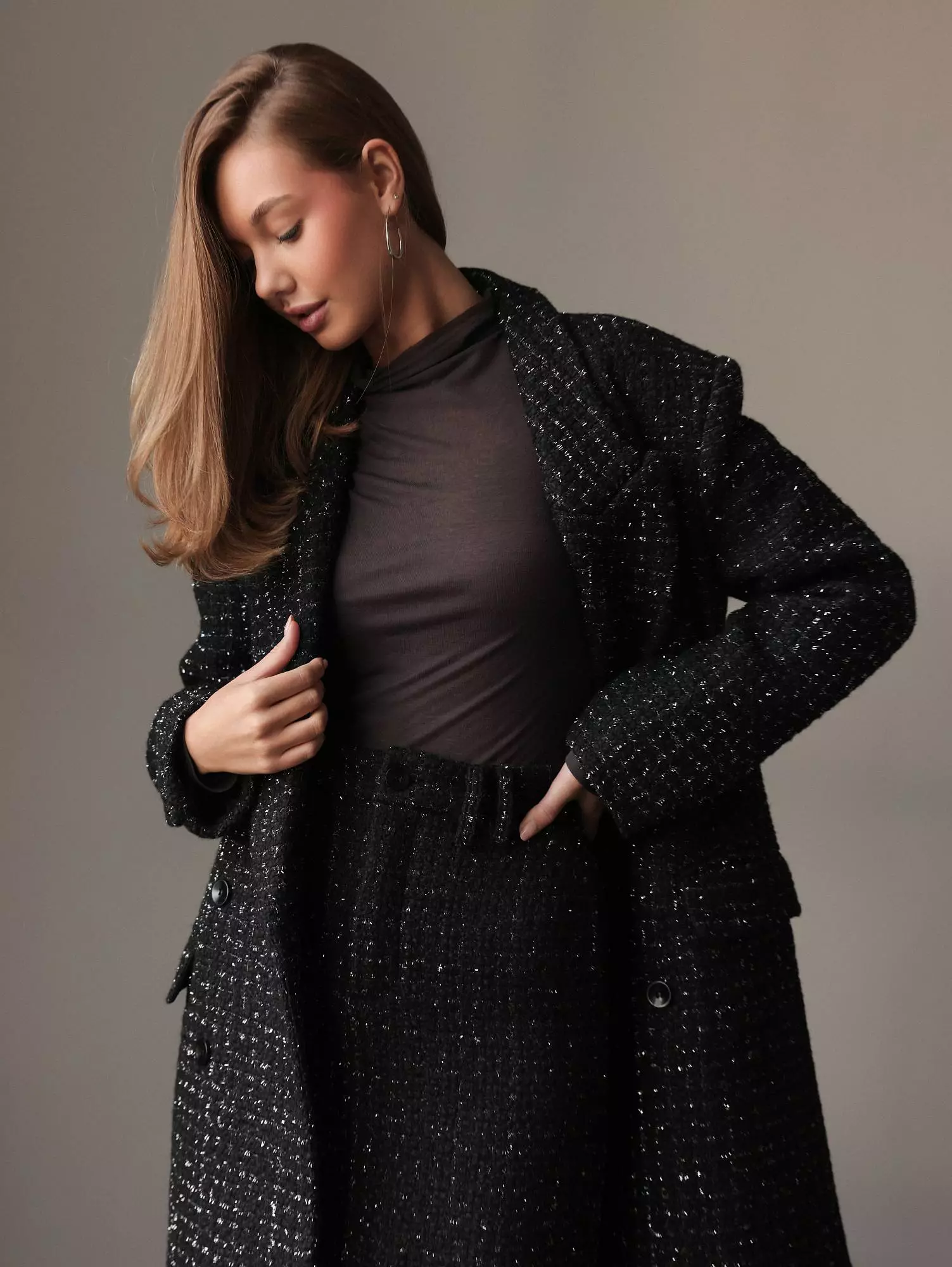 Пальто (onesize (42-46RU), чёрный). Избражение № 3