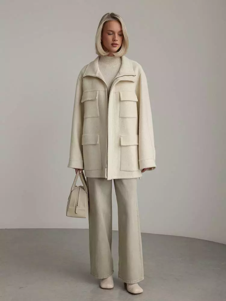 Пальто (S (42), светло-бежевый). Изображение № 1