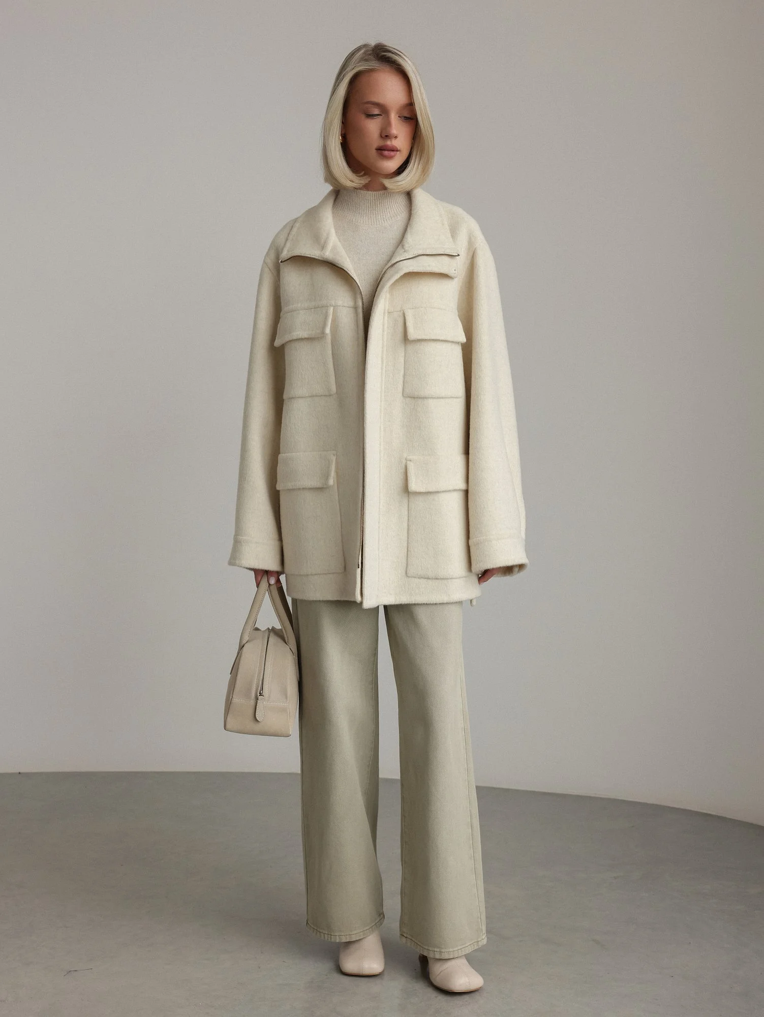 Пальто (S (42), светло-бежевый). Избражение № 1