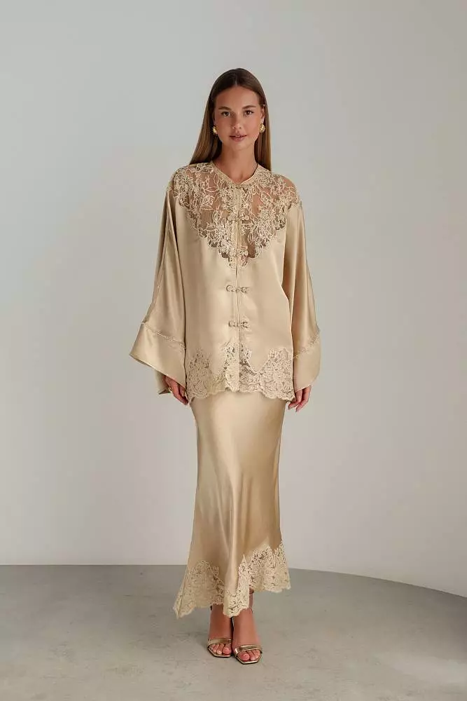 Блуза (M (44RU), золотисто-коричневый). Изображение № 1