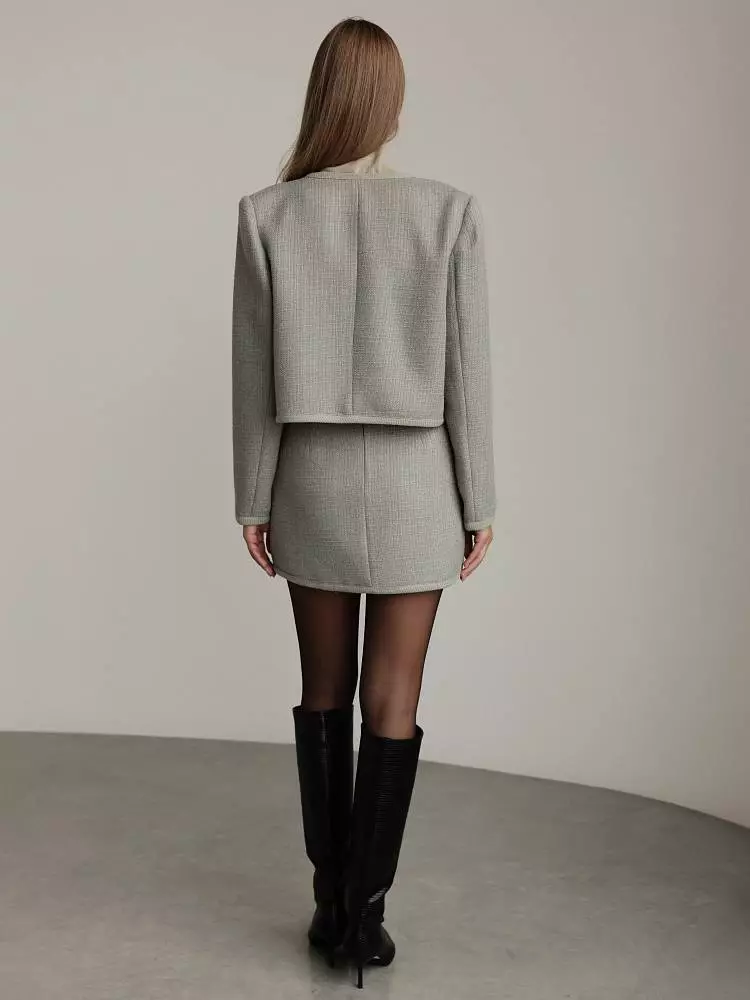 Костюм: жакет и юбка  (M (44), серо-зелёный). Изображение № 5