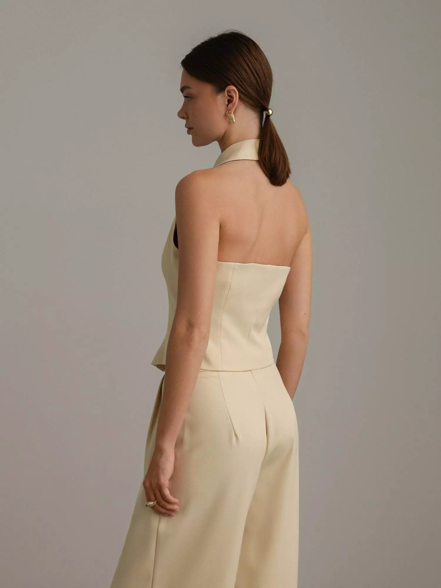 Костюм: брюки и жилет с балеро (L (46RU), светло-песочный). Избражение № 8