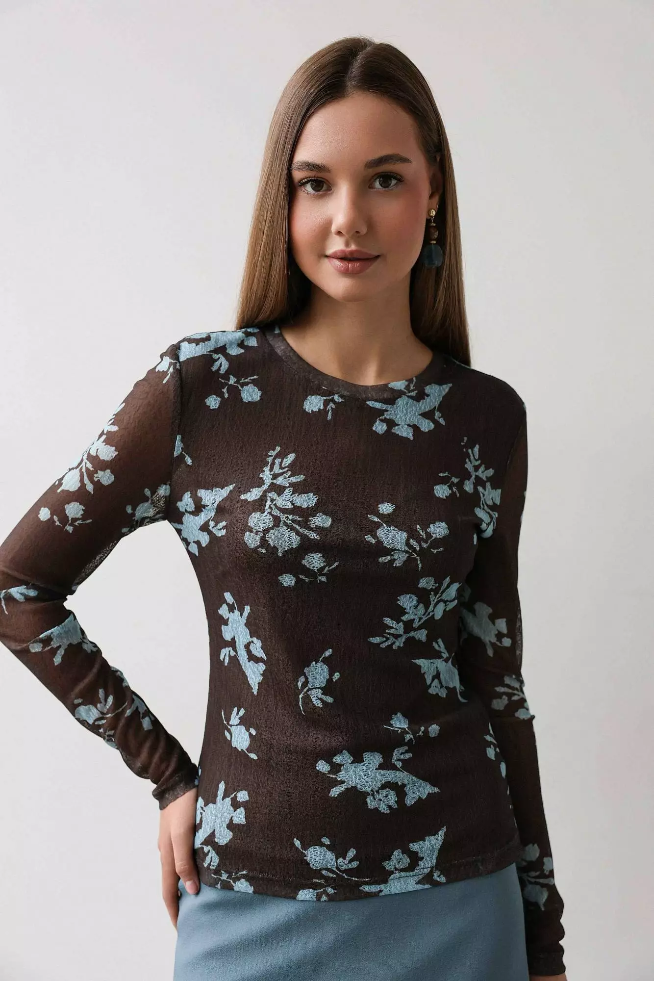 Лонгслив (S (42RU), коричневый). Избражение № 1