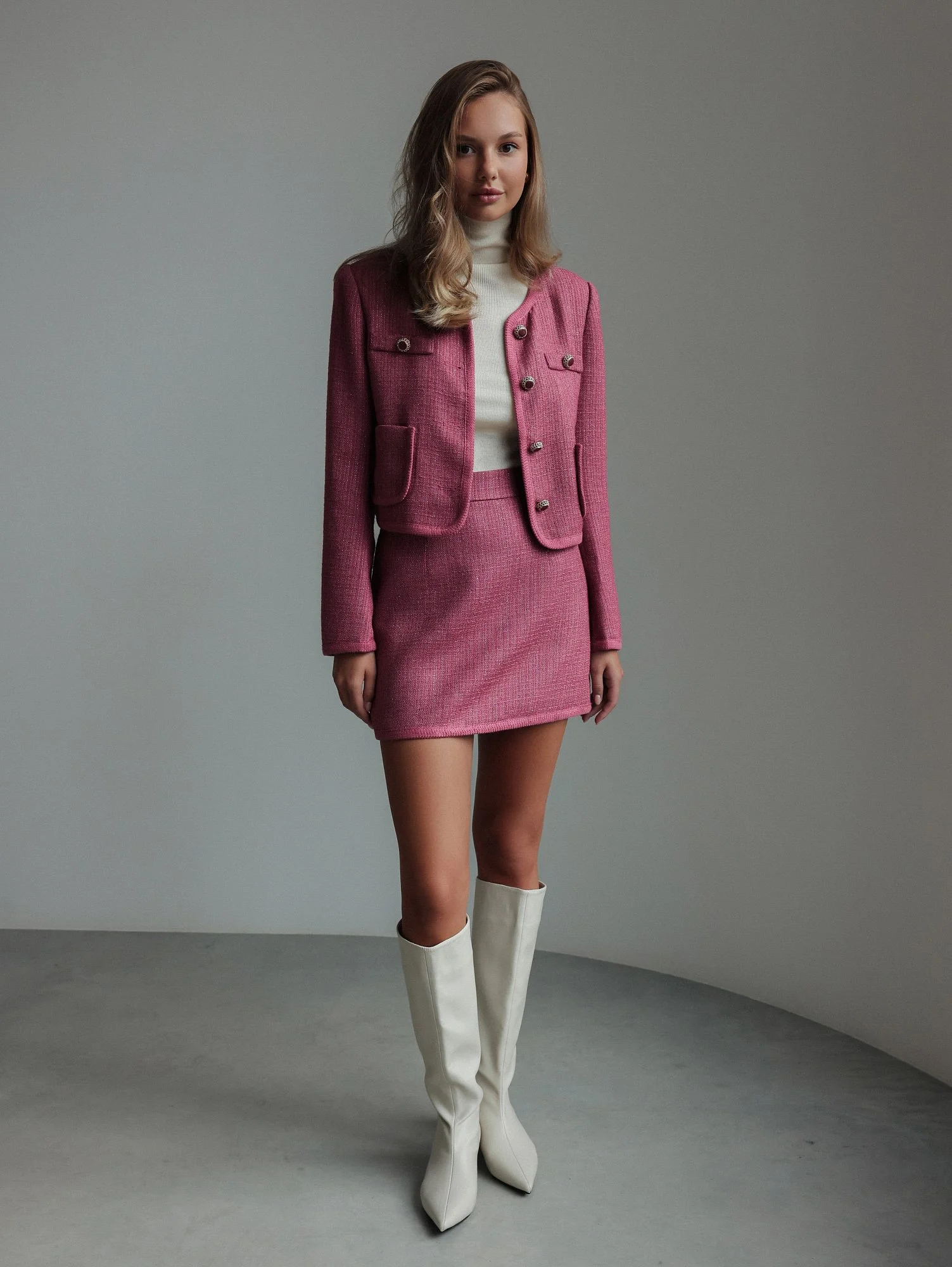 Костюм: жакет и юбка  (L (46), пурпурно-розовый). Избражение № 1