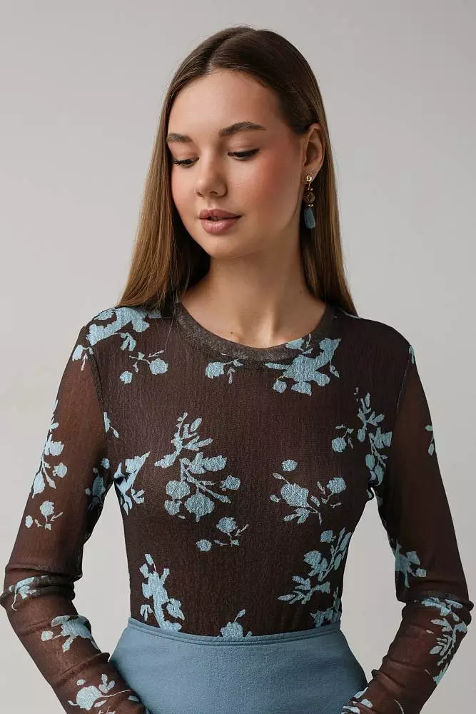 Лонгслив (S (42RU), коричневый). Изображение № 5