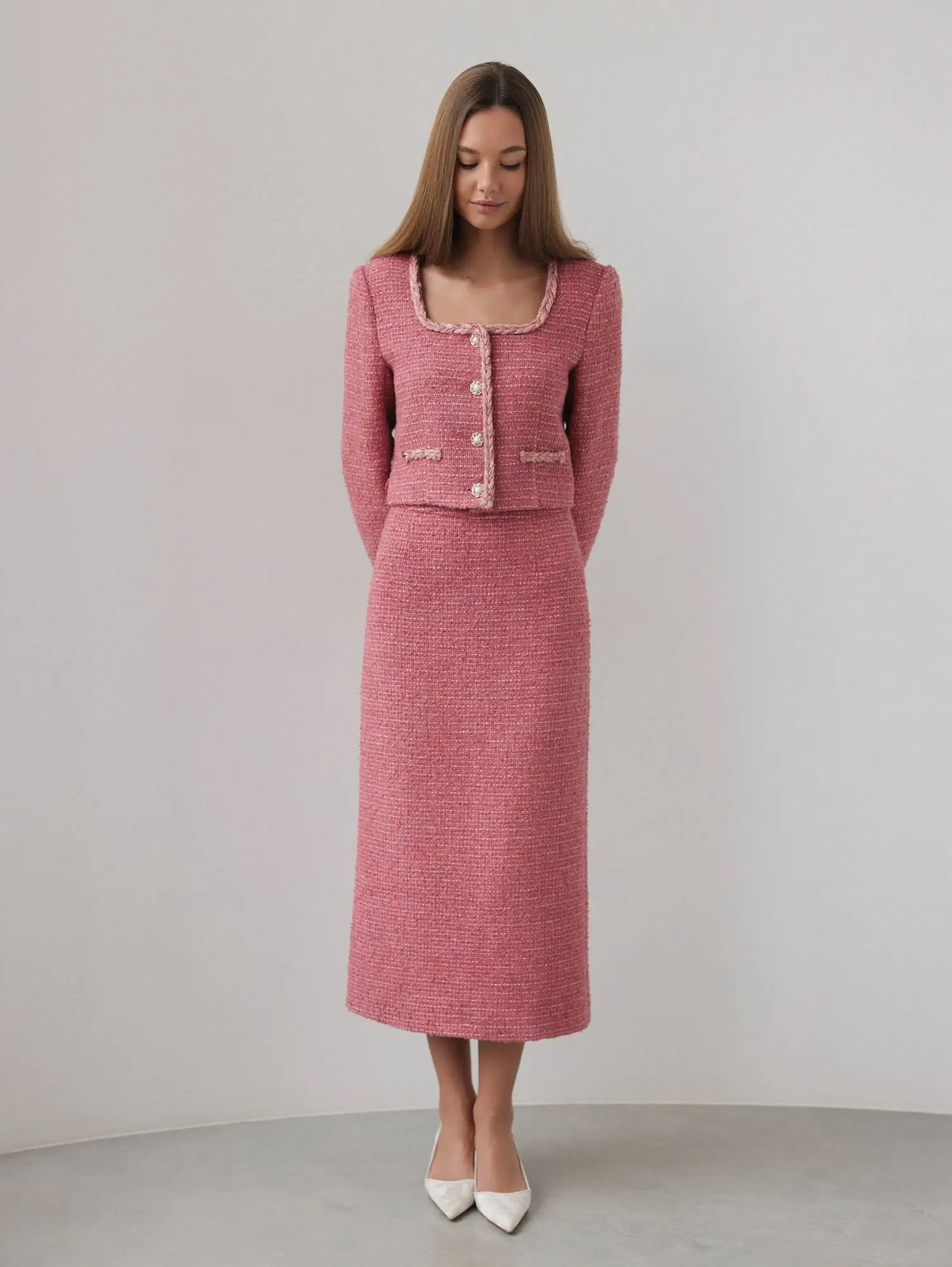 Костюм: юбка и жакет (L (46RU), розовый). Избражение № 1