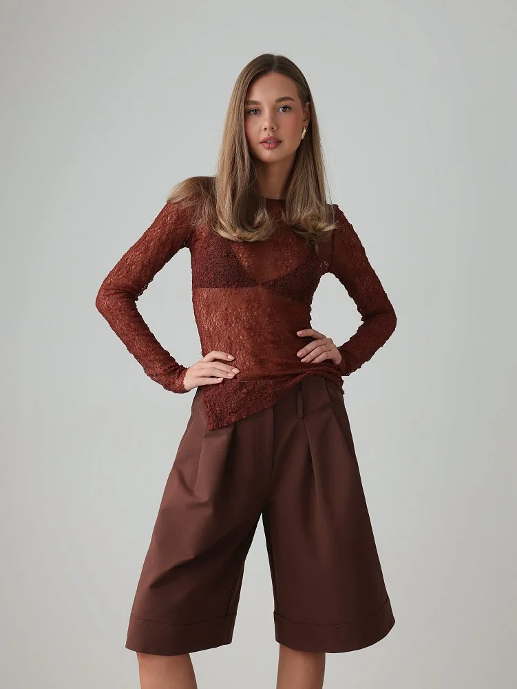 Лонгслив (M (44RU), коричневый). Изображение № 1