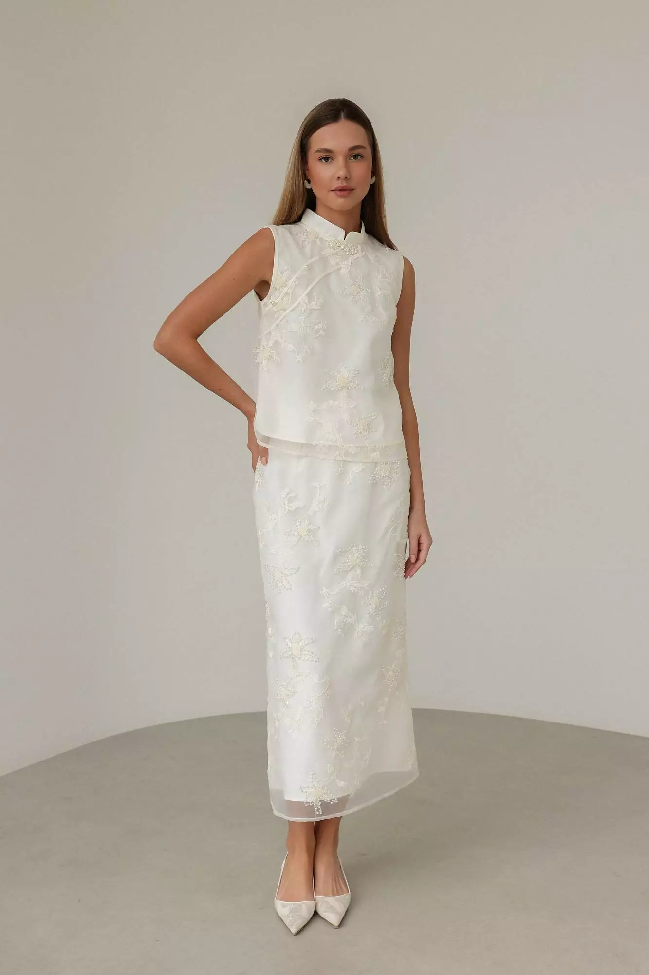 Костюм: топ и юбка (M (44RU), молочный). Избражение № 1