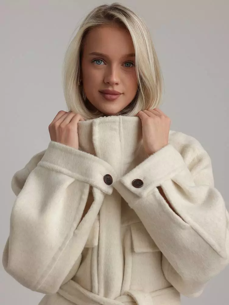 Пальто (S (42), светло-бежевый). Изображение № 4