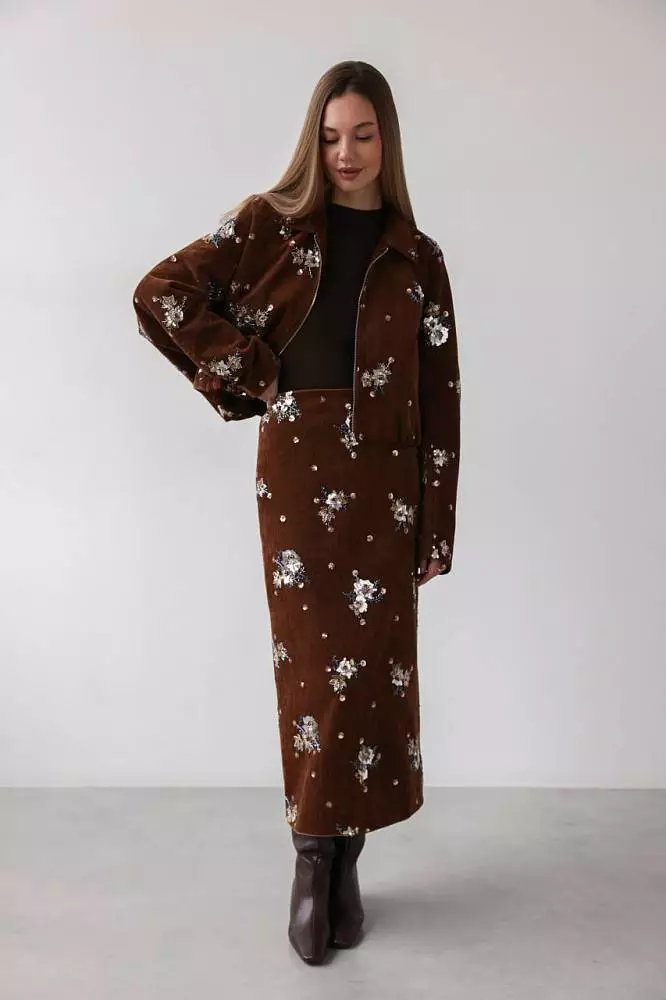 Жакет (L (46RU), коричневый). Изображение № 6