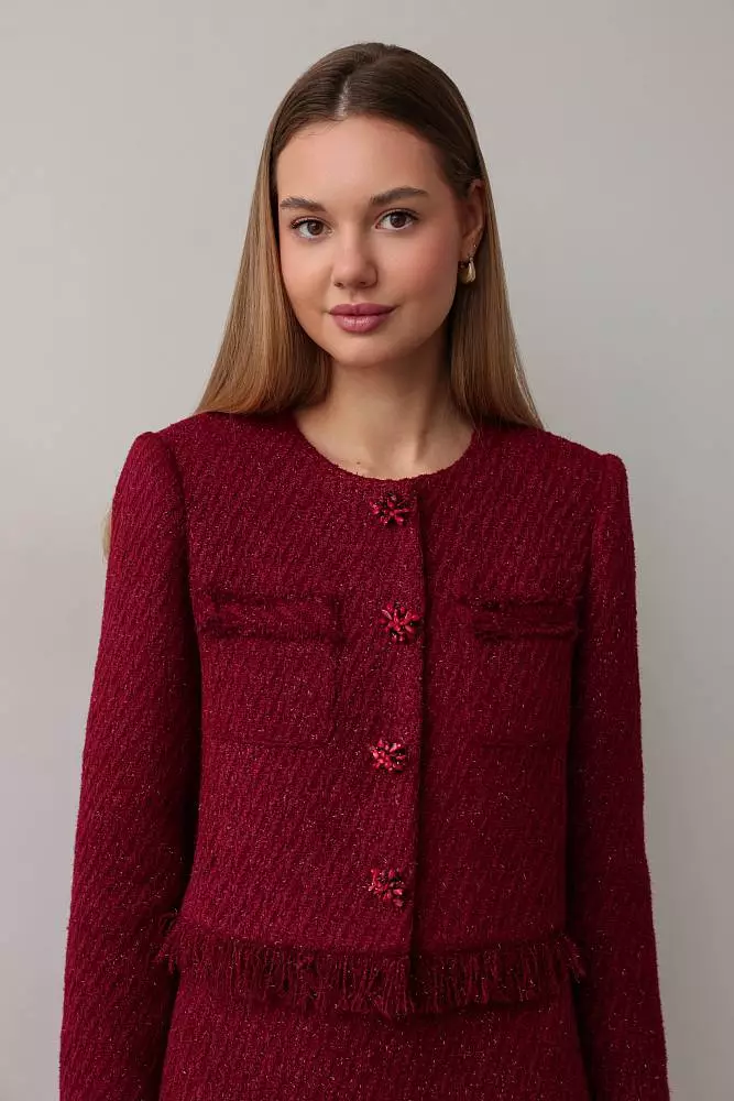 Костюм: жакет и юбка (M (44RU), бордовый). Изображение № 3