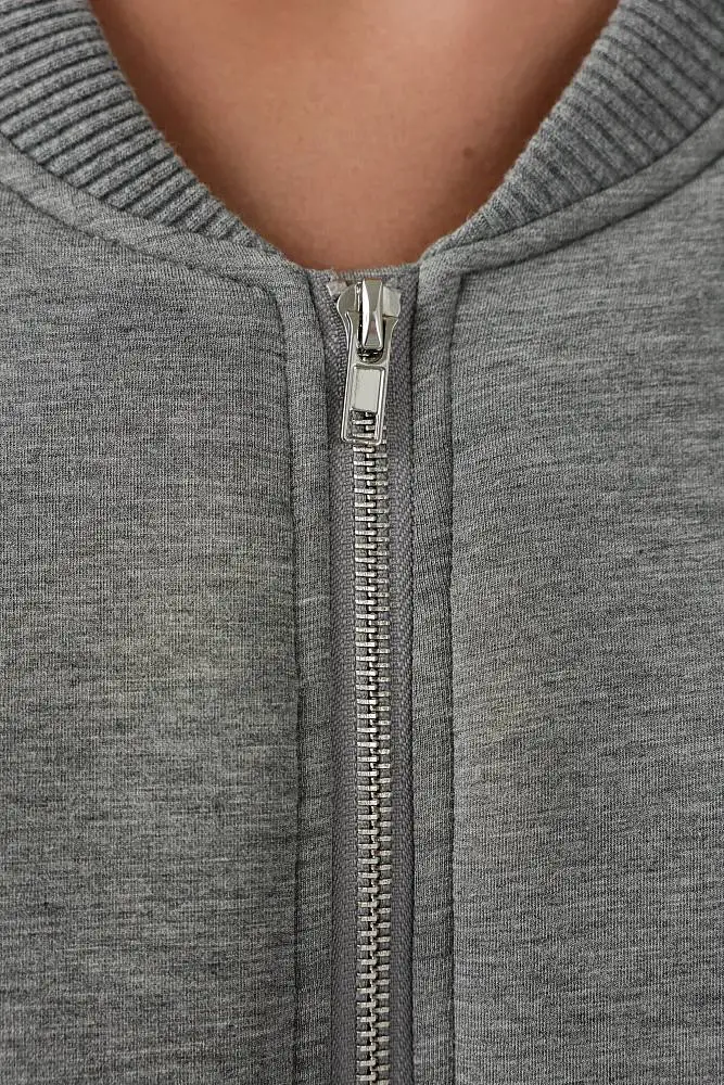 Костюм: бомбер и юбка (L (46RU), серый). Изображение № 4