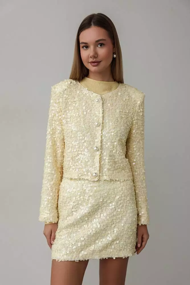Костюм: жакет и юбка (S (42RU), нежно-жёлтый). Изображение № 1