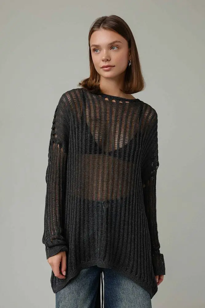 свитер (oversize, тёмно-серый). Изображение № 1