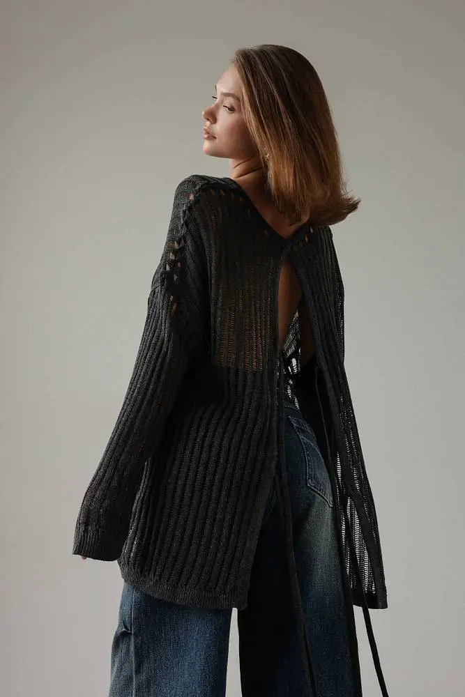 свитер (oversize, тёмно-серый). Изображение № 5