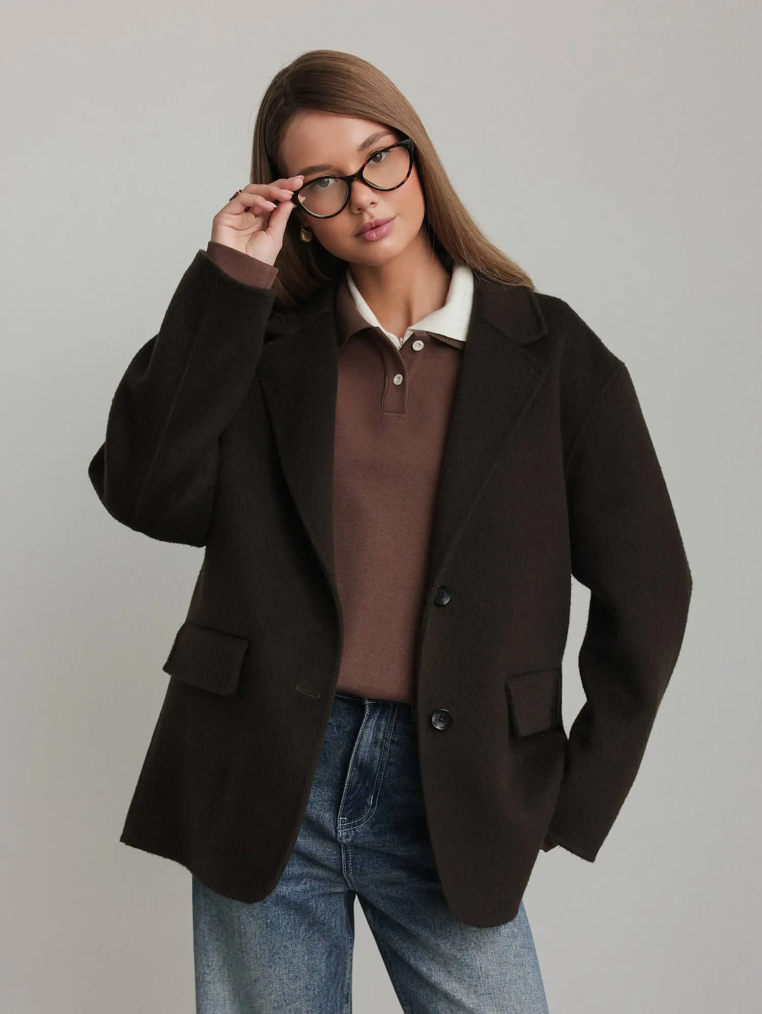 Пиджак (onesize (42-46RU), болотно-коричневый). Избражение № 1