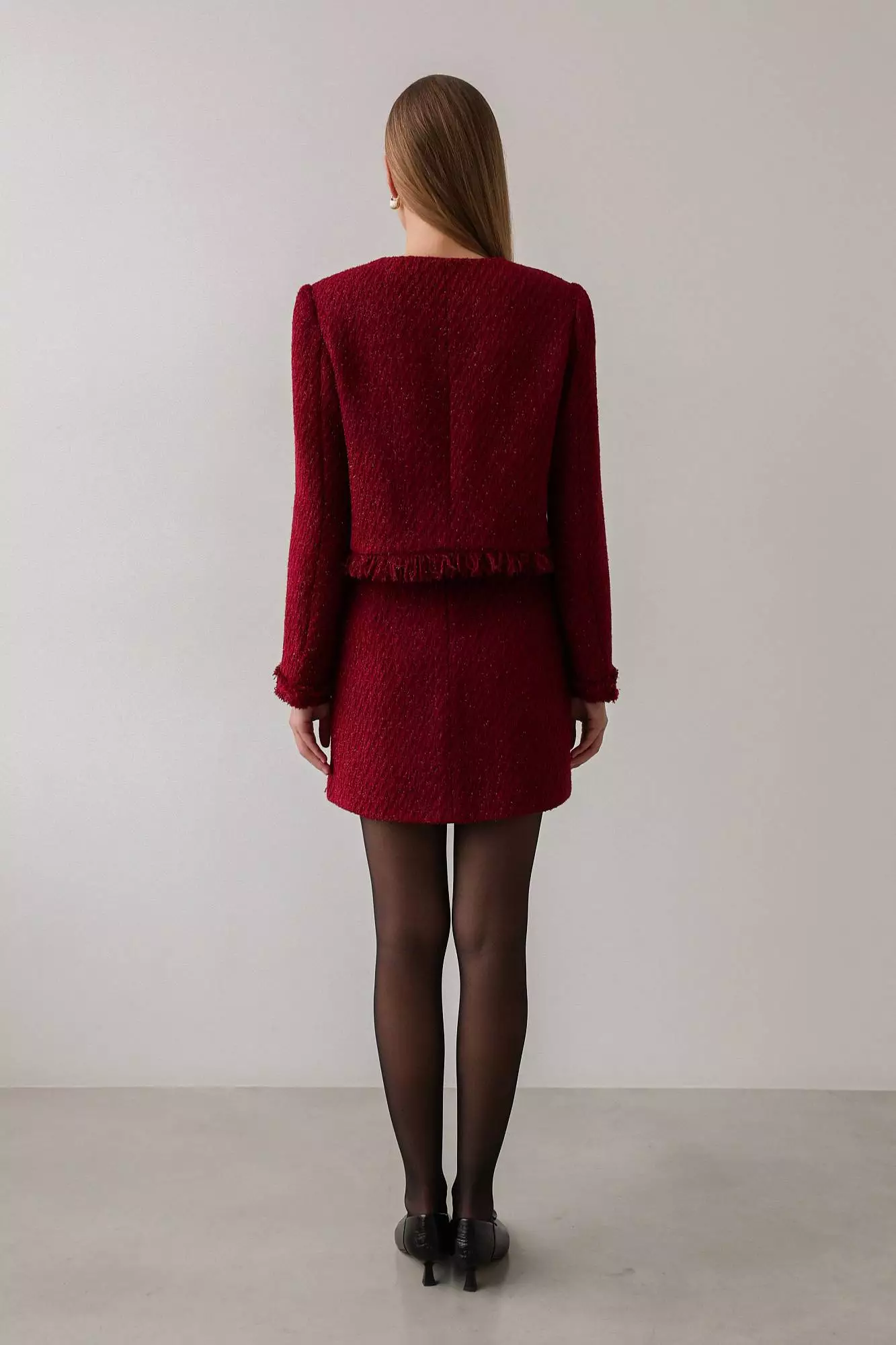 Костюм: жакет и юбка (M (44RU), бордовый). Избражение № 6