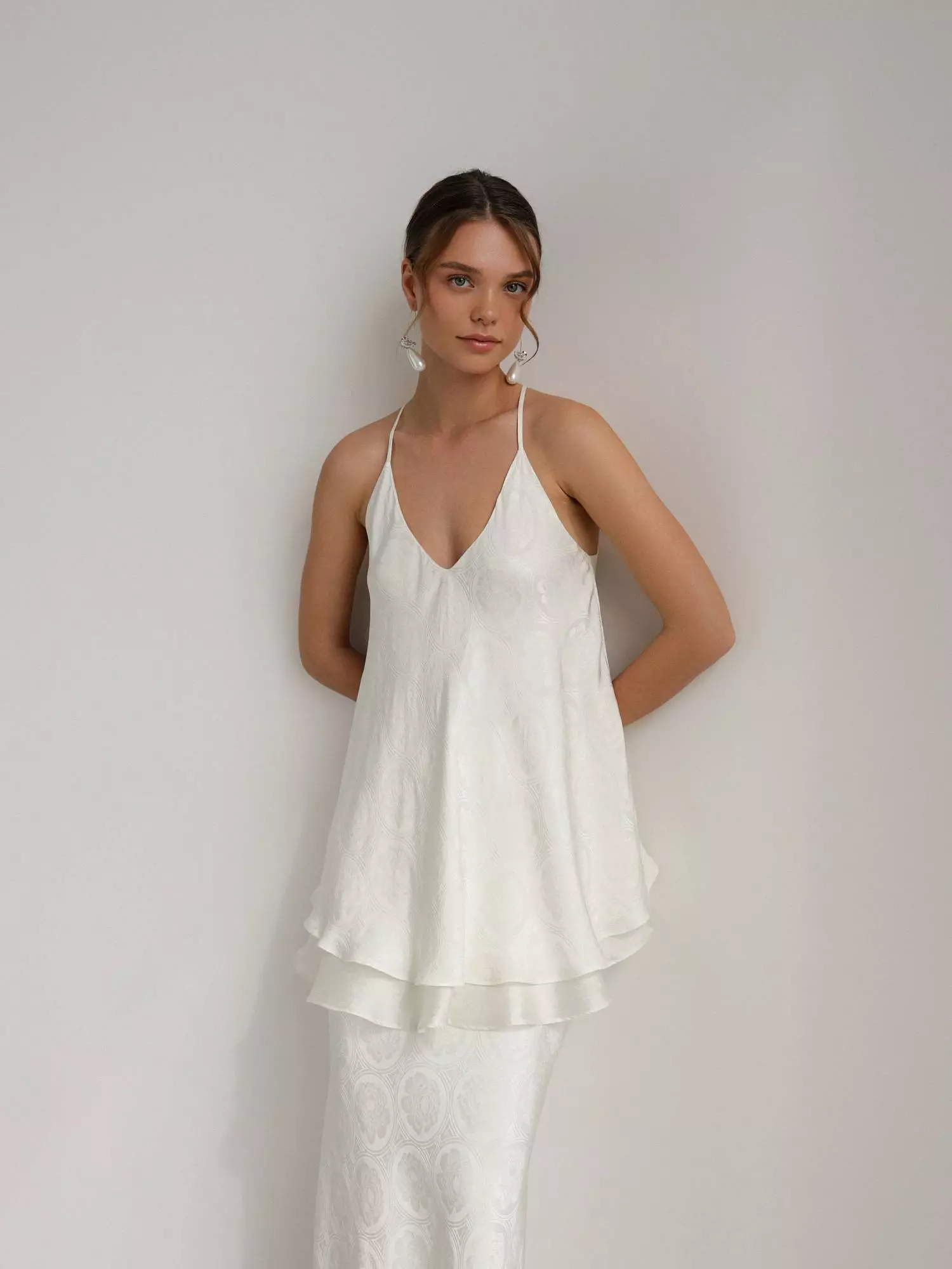 Костюм: топ и юбка (S (42RU), светло-бежевый). Избражение № 2