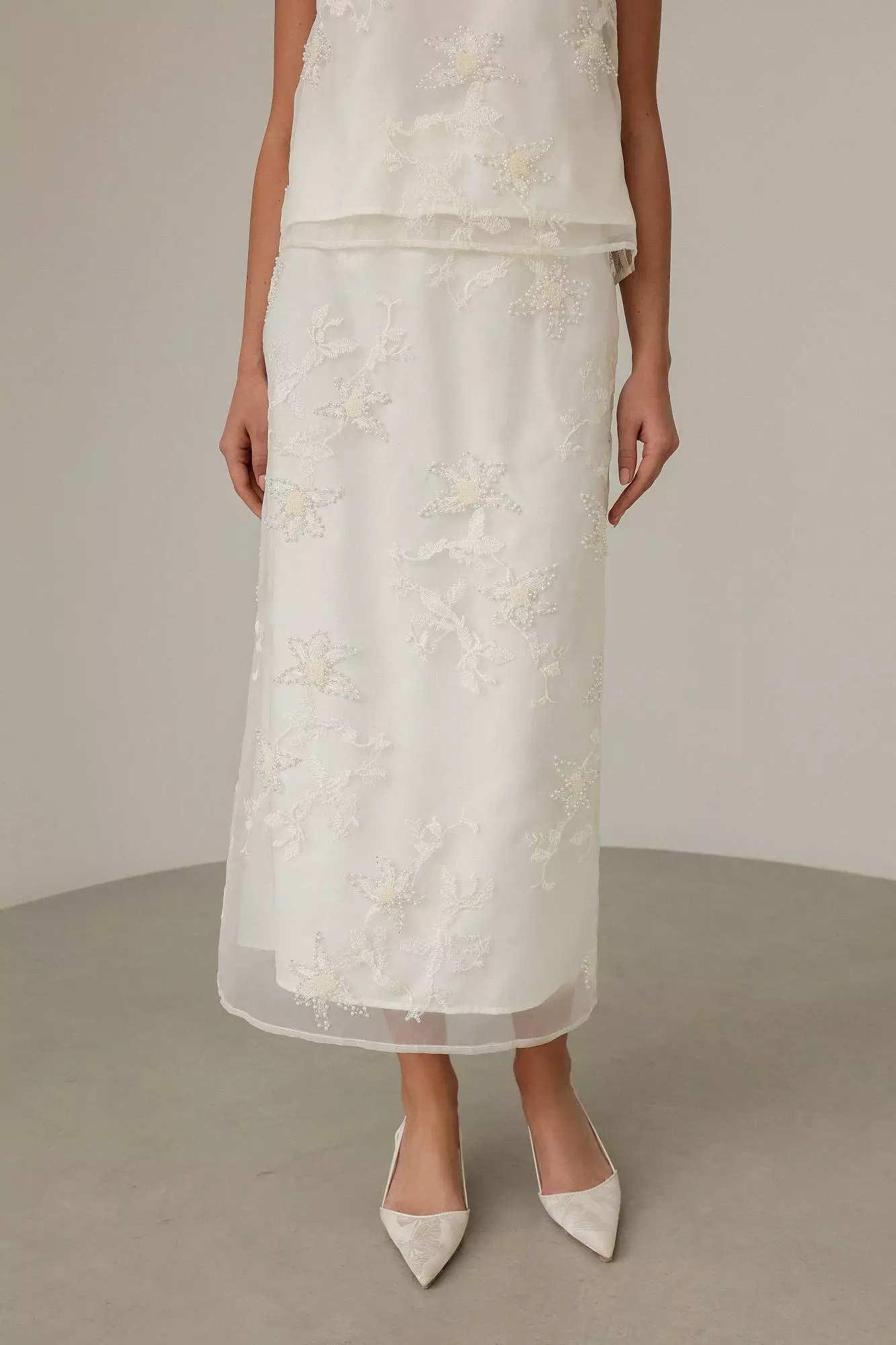 Костюм: топ и юбка (M (44RU), молочный). Избражение № 4