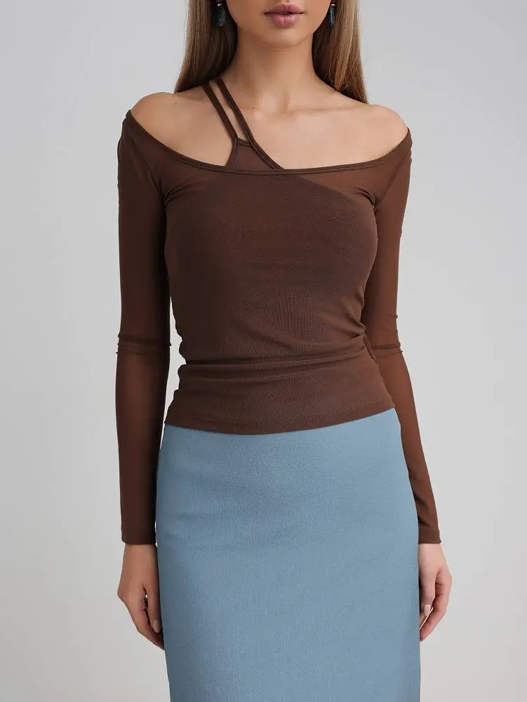 Лонгслив (L (46RU), коричневый). Изображение № 1