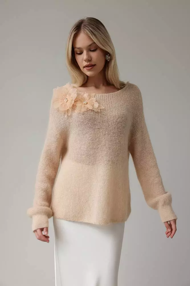 Свитер (onesize (42-46RU), персиковый). Изображение № 3