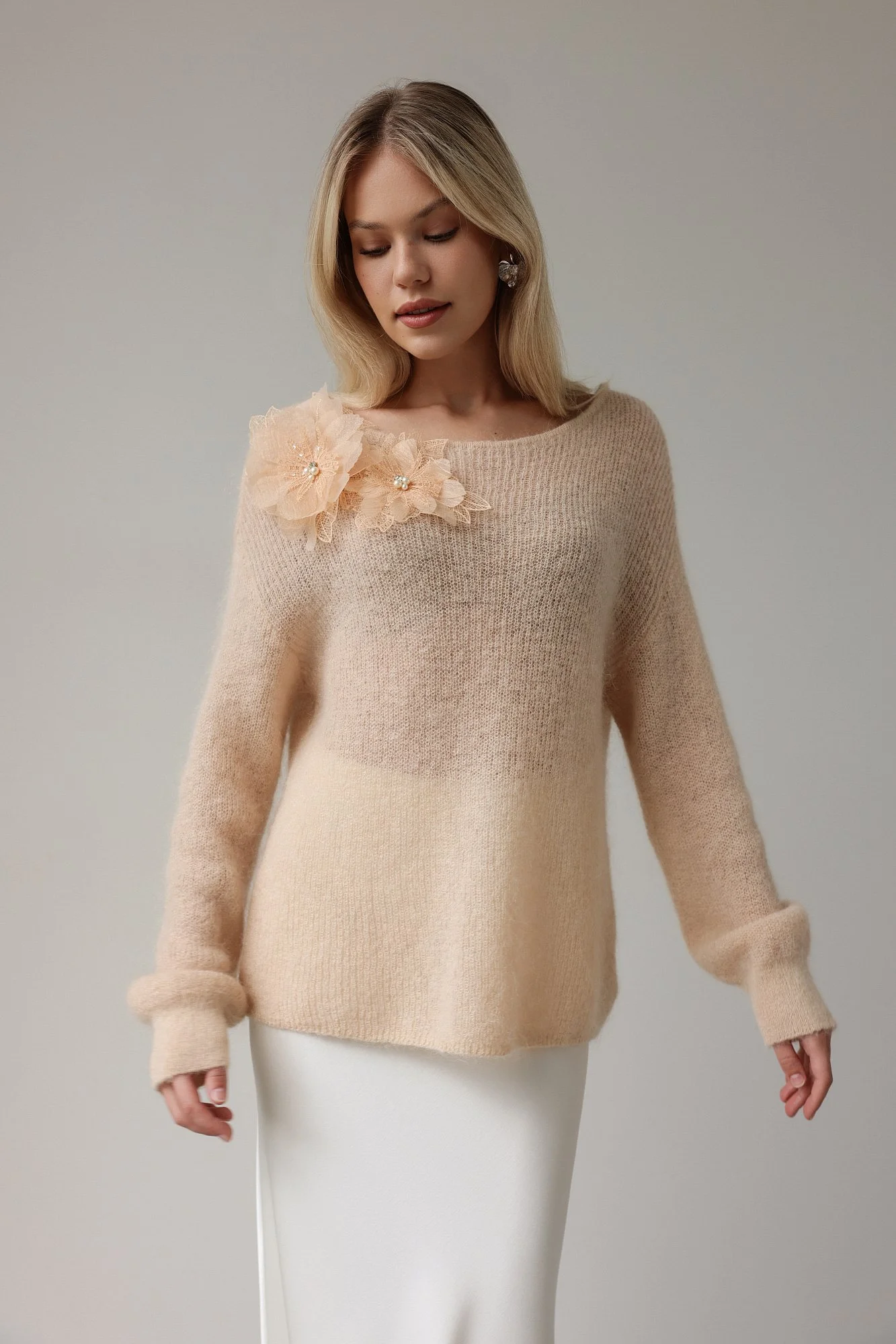 Свитер (onesize (42-46RU), персиковый). Избражение № 3