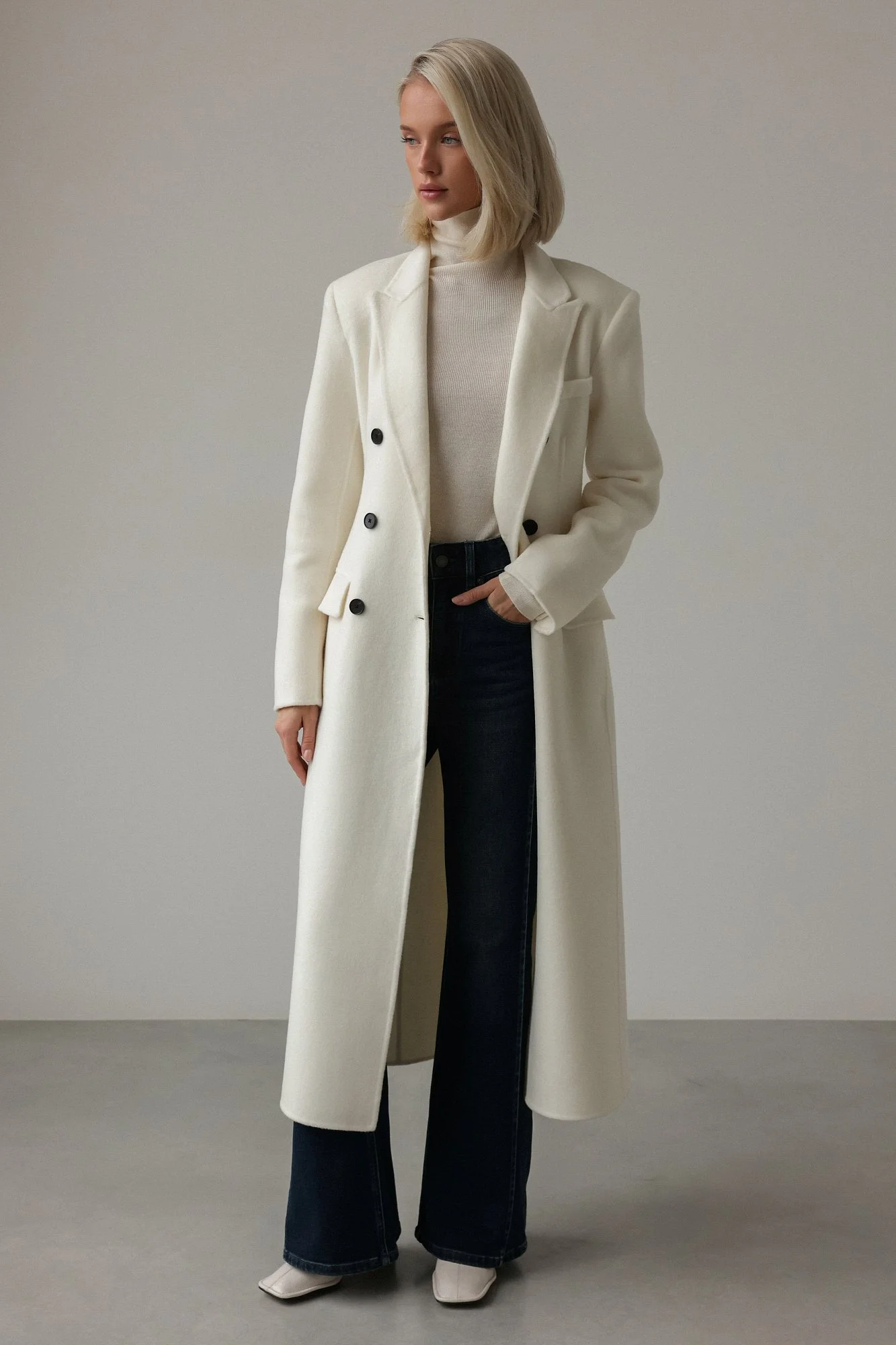 Пальто (M (44RU), молочный). Избражение № 3