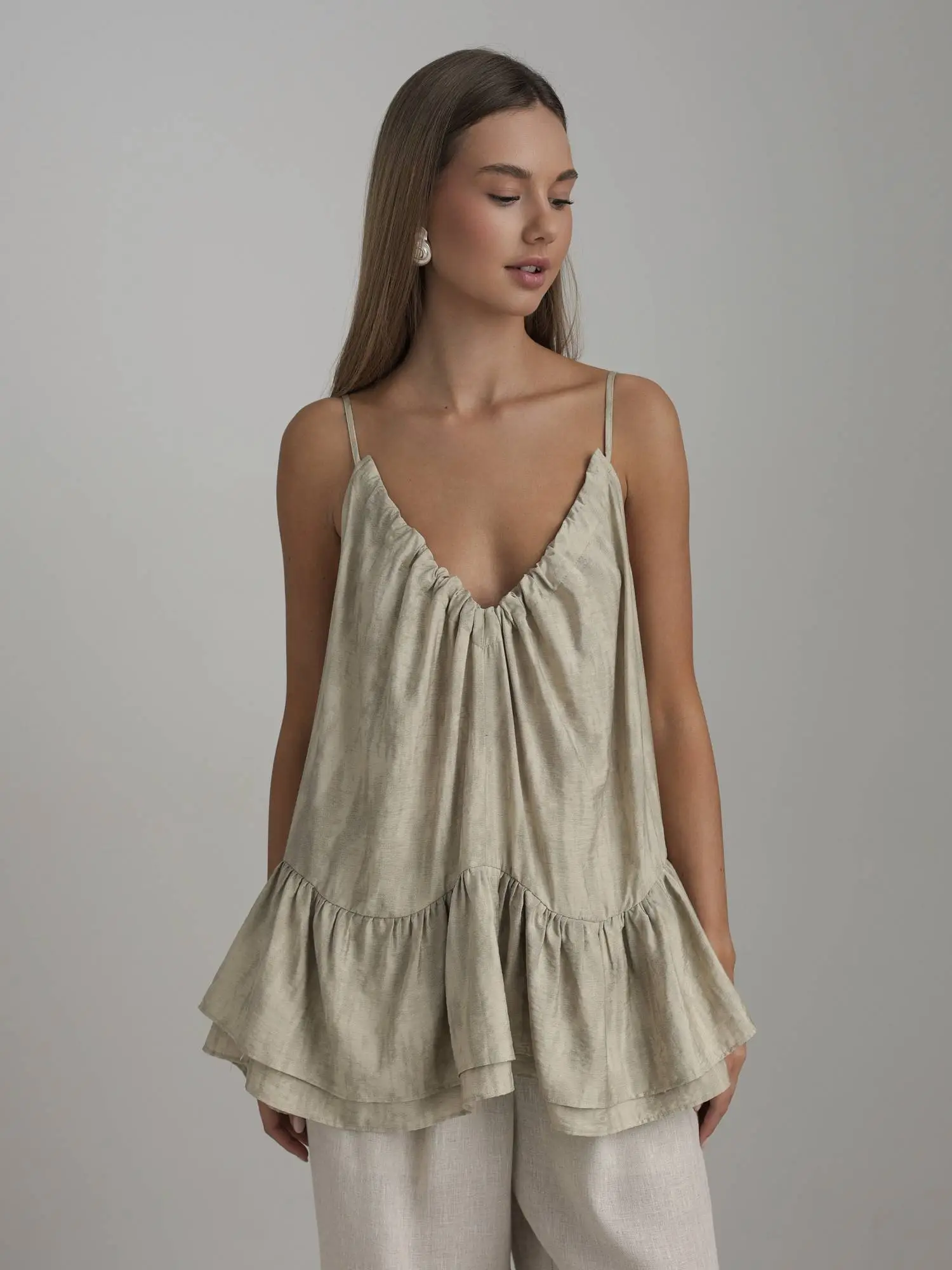 Топ (onesize (42-46RU), бежевая олива). Избражение № 1