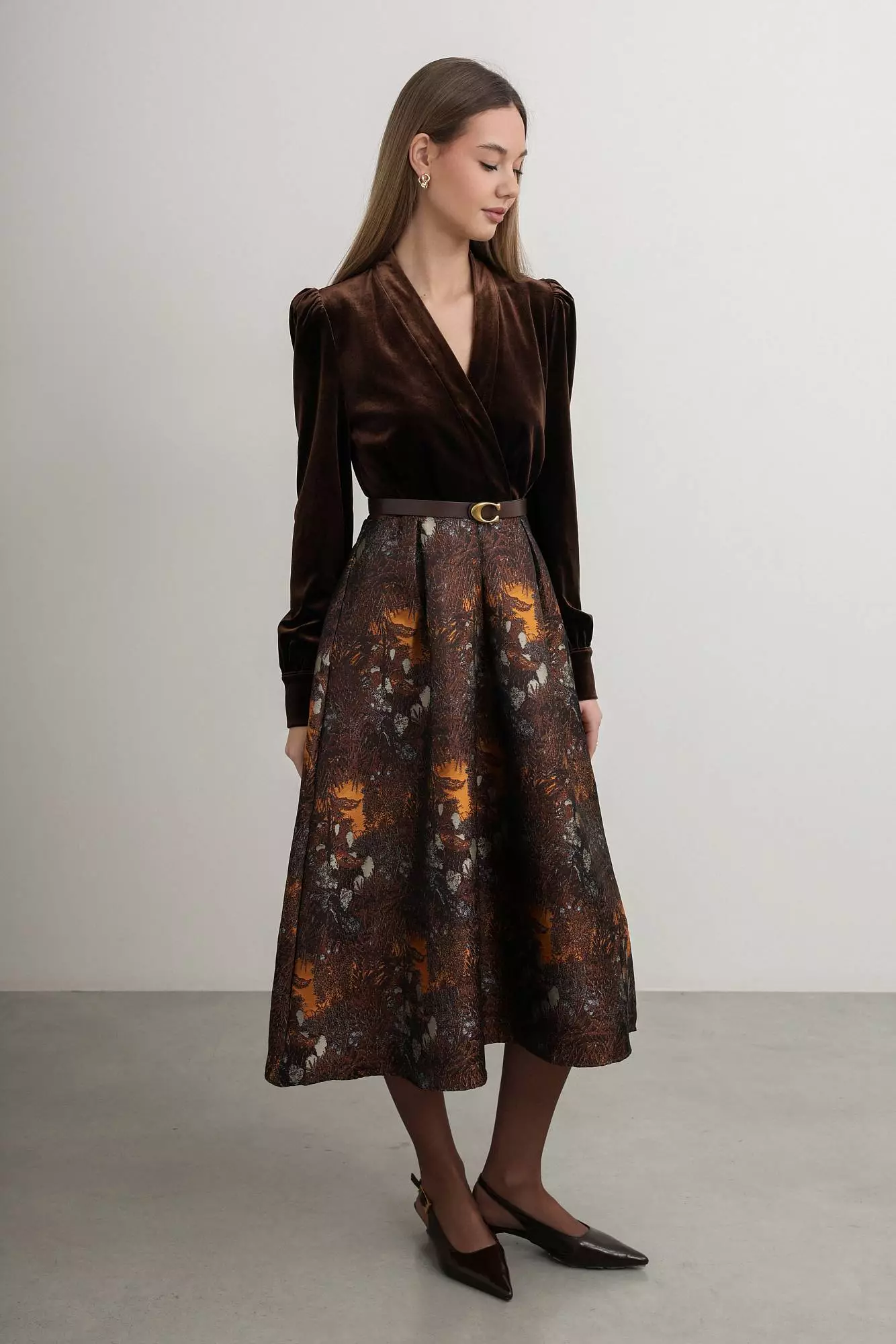 Платье (S (42RU), коричневый). Избражение № 2