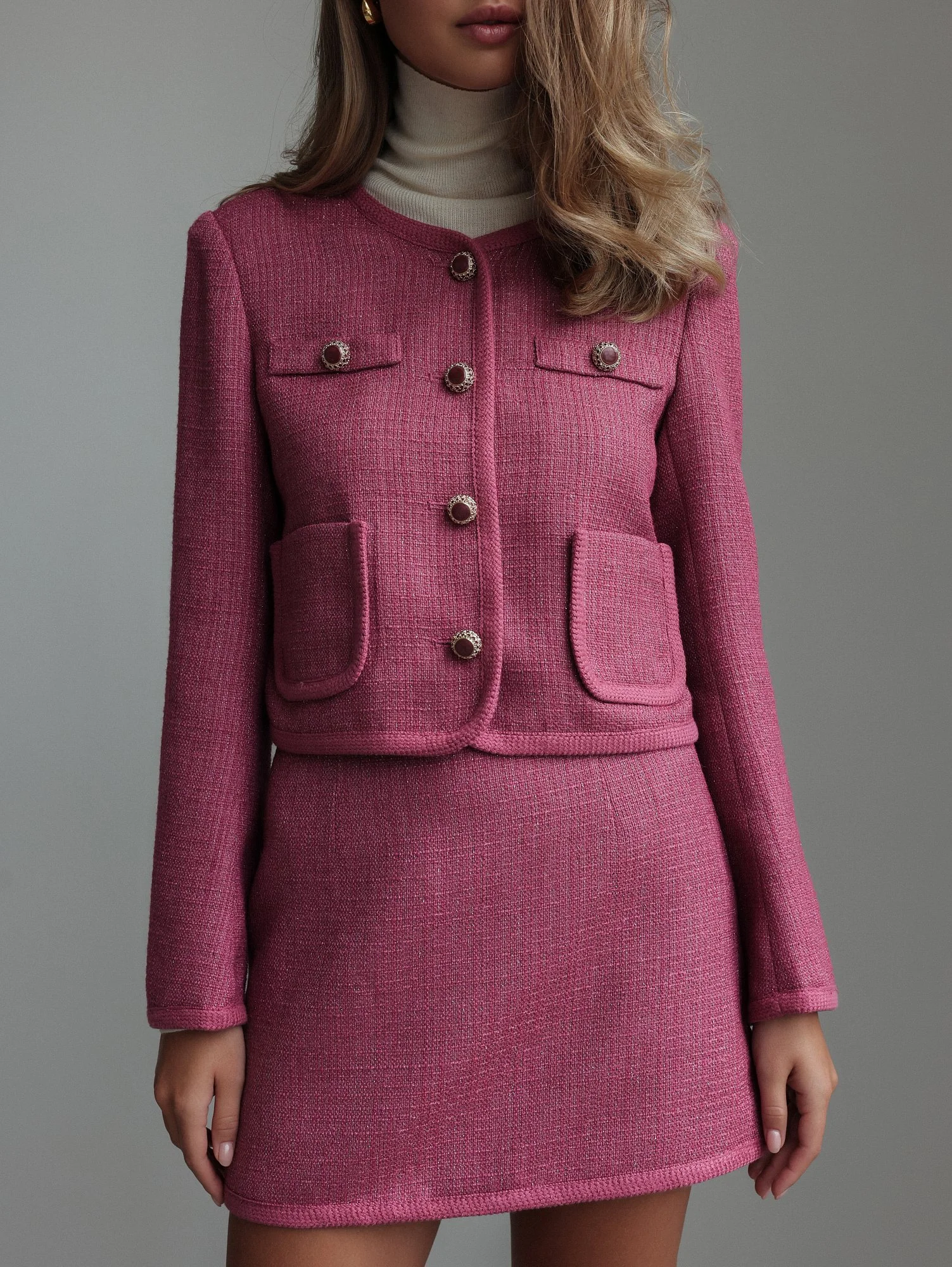 Костюм: жакет и юбка  (L (46), пурпурно-розовый). Избражение № 2