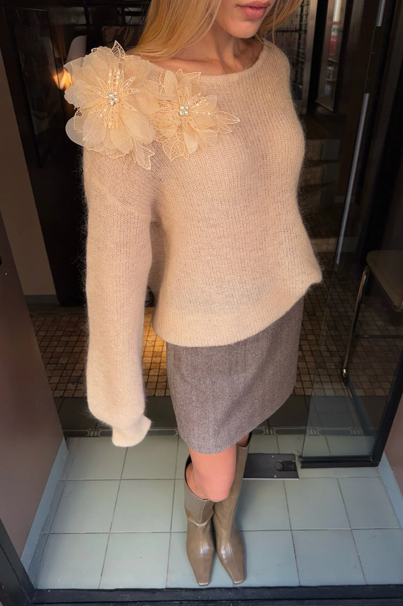 Свитер (onesize (42-46RU), персиковый). Изображение № 4