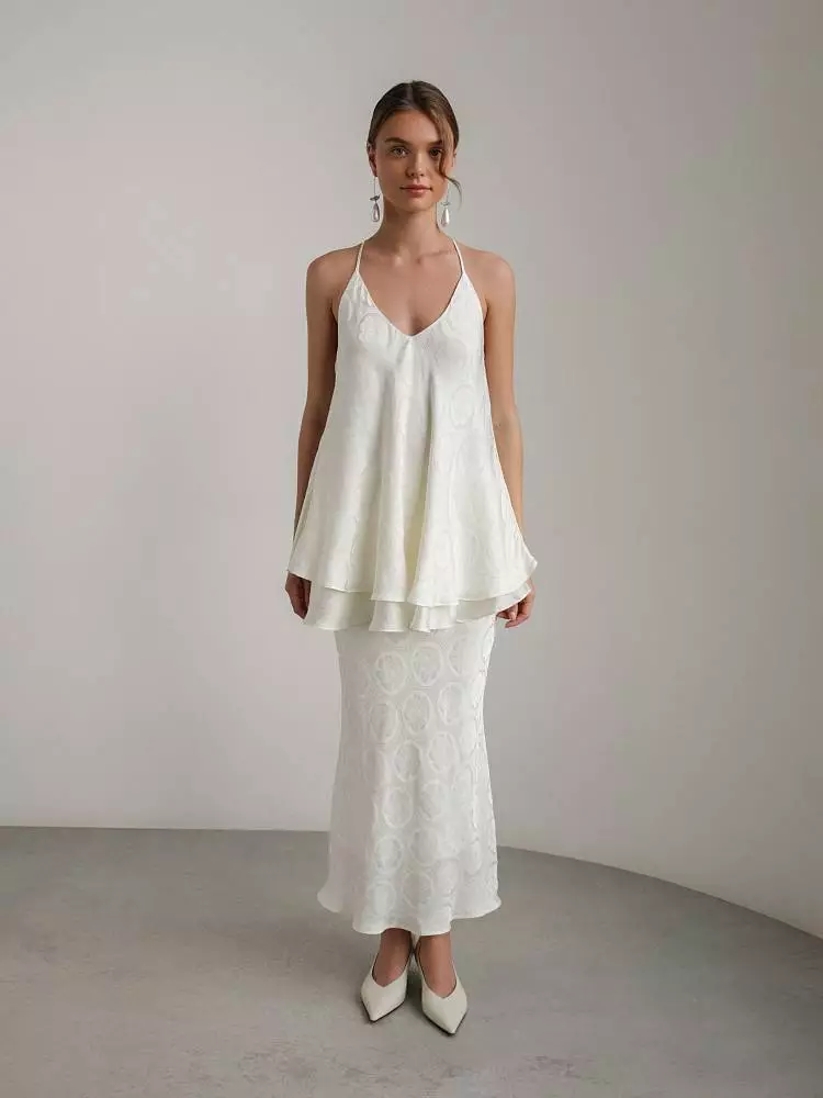 Костюм: топ и юбка (S (42RU), светло-бежевый). Изображение № 1