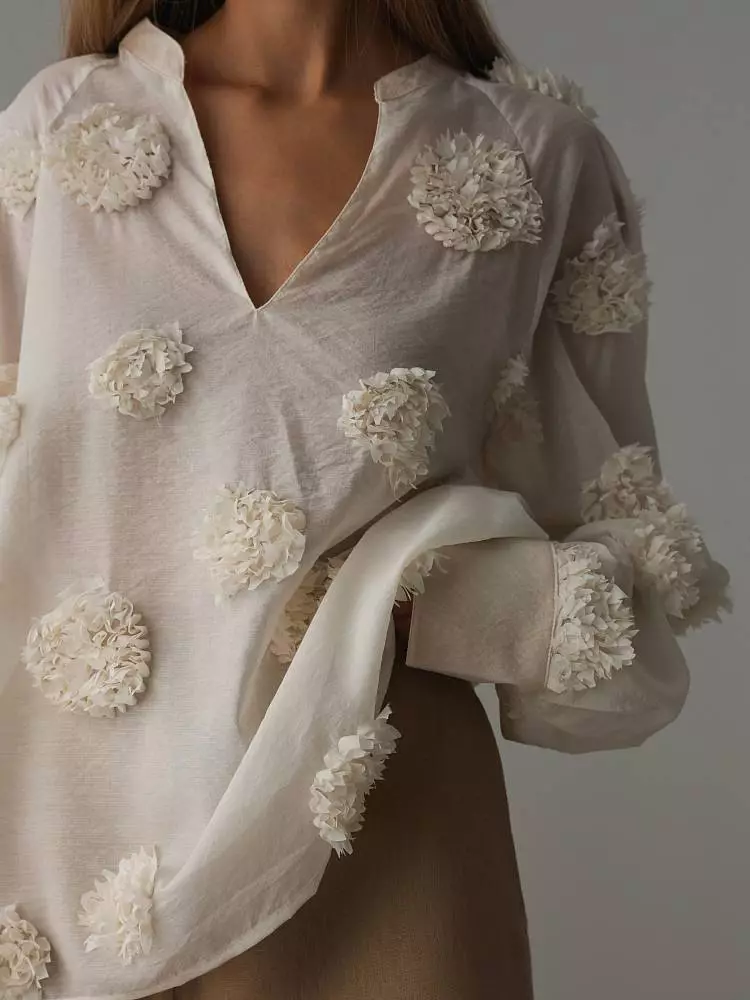 Блузка (onesize (42-46RU), светло-бежевый). Изображение № 3